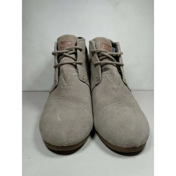 TOMS Kala Women's 3" Wedge Heel Lace Up Bootie Size 10 Taupe Desert - Picture 2 of 9